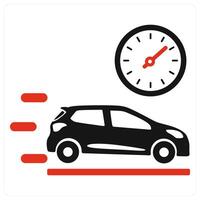 Car Speed and transportation icon concept in red filled color vector