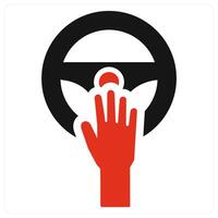 Horn and beep icon concept in red filled color vector