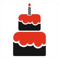 Cake and party icon concept in red filled color vector