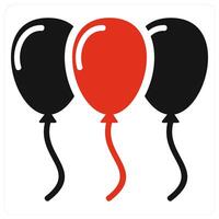 Balloons and celebrate icon concept in red filled color vector