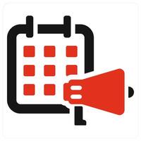 Event and date icon concept in red filled color vector