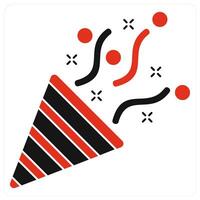 Cracker and celebrate icon concept in red filled color vector