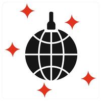 Disco Ball and party icon concept in red filled color vector