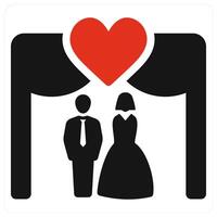 Wedding and party icon concept in red filled color vector