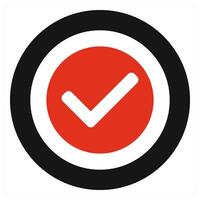 Check and approve icon concept in red filled color vector