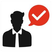 Accept and approve icon concept in red filled color vector