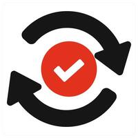 Complete and verify icon concept in red filled color vector