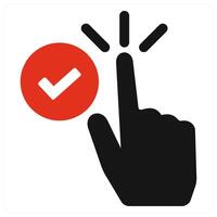 Selected and confirm icon concept in red filled color vector