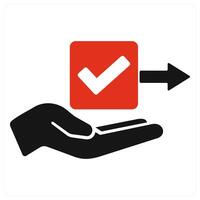 Give Permission and approve icon concept in red filled color vector