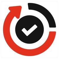 Approve and accept icon concept in red filled color vector