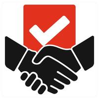 Agreement and deal icon concept in red filled color vector