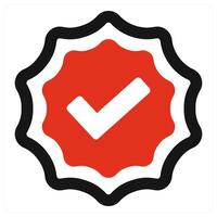 Verified and approve icon concept in red filled color vector
