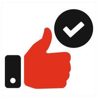 Endorsement and positive icon concept in red filled color vector