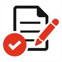 Comply and accept icon concept in red filled color vector