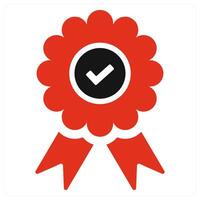 Validate and success icon concept in red filled color vector