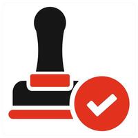 Stamp and paper icon concept in red filled color vector