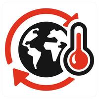 Climate Change and environment icon concept in red filled color vector