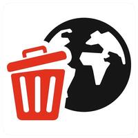 Earth Pollution and pollution icon concept in red filled color vector