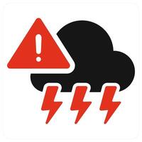 Extreme Weather and thunder icon concept in red filled color vector