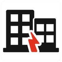 Earthquake and damage icon concept in red filled color vector