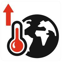 Temperature Increase and environment icon concept in red filled color vector