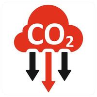 Co2 Reduction and emission icon concept in red filled color vector
