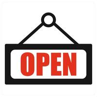 Open and label icon concept in red filled color vector