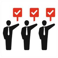 Collective Action and office icon concept in red filled color vector