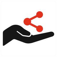 Sharing and help icon concept in red filled color vector