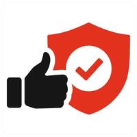 Trust and verify icon concept in red filled color vector