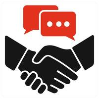 Relationships and handshake icon concept in red filled color vector