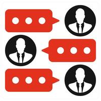 Group Chat and conversation icon concept in red filled color vector