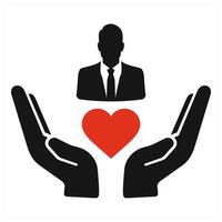 Caring and human icon concept in red filled color vector