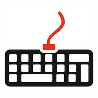 Keyboard and typing icon concept in red filled color vector