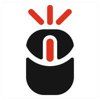 Mouse and cursor icon concept in red filled color vector