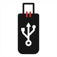 USB and drive icon concept in red filled color vector