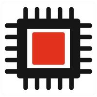 CPU Processor and mobile icon concept in red filled color vector