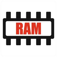 RAM and chip icon concept in red filled color vector