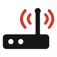 Router and wifi icon concept in red filled color vector