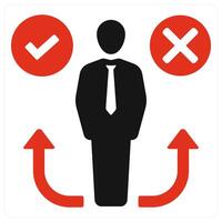 Decision Making and planning icon concept in red filled color vector
