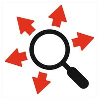 Research and observation icon concept in red filled color vector