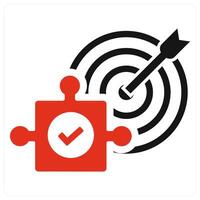 Solution and target icon concept in red filled color vector