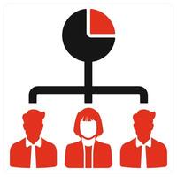 Shareholders and account icon concept in red filled color vector