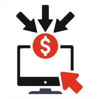 Crowdfunding Platform and crowdfunding icon concept in red filled color vector