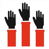 Social Participation and involvement icon concept in red filled color vector