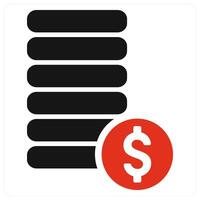 Money and funds icon concept in red filled color vector