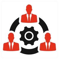 Collaborative and teamwork icon concept in red filled color vector