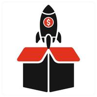Launch and start up icon concept in red filled color vector