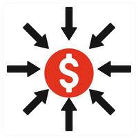 Contribution and deposit icon concept in red filled color vector