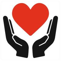 Charity and donation icon concept in red filled color vector